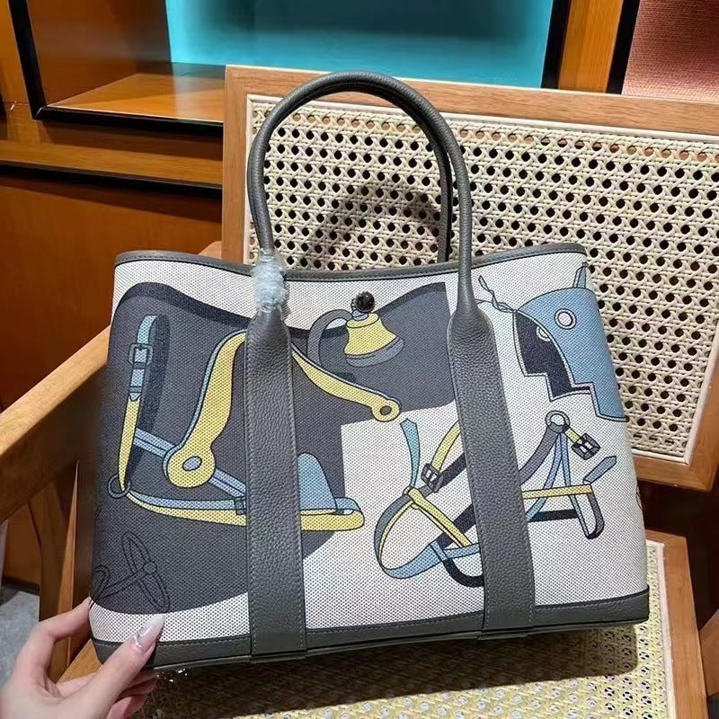 Women's Cowhide Home Classic Painted Genuine Leather Handbags