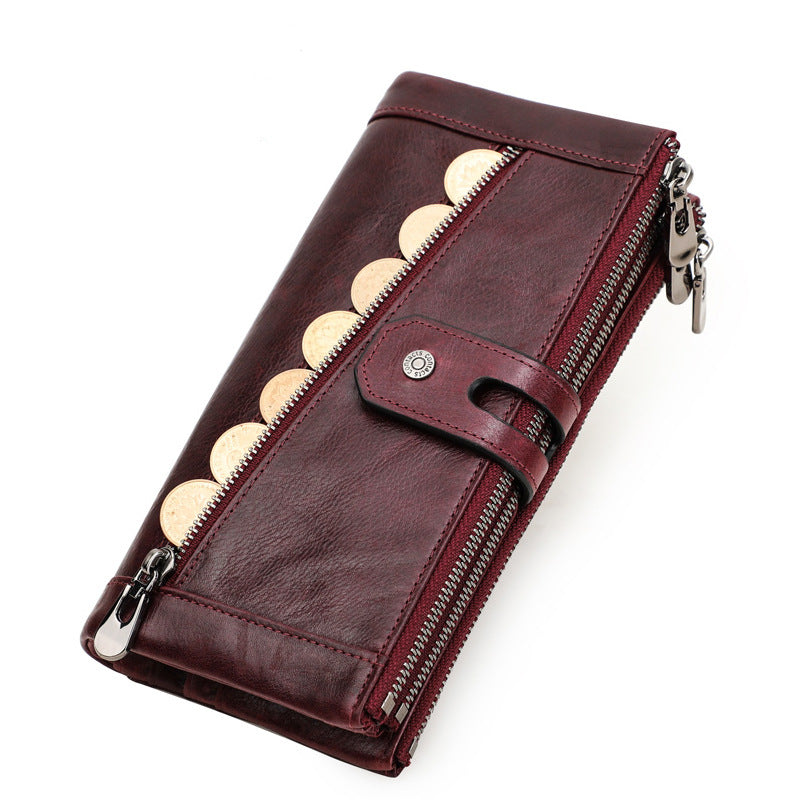 Women's Comfortable Black Angel Swiping Leather Ladies Wallets