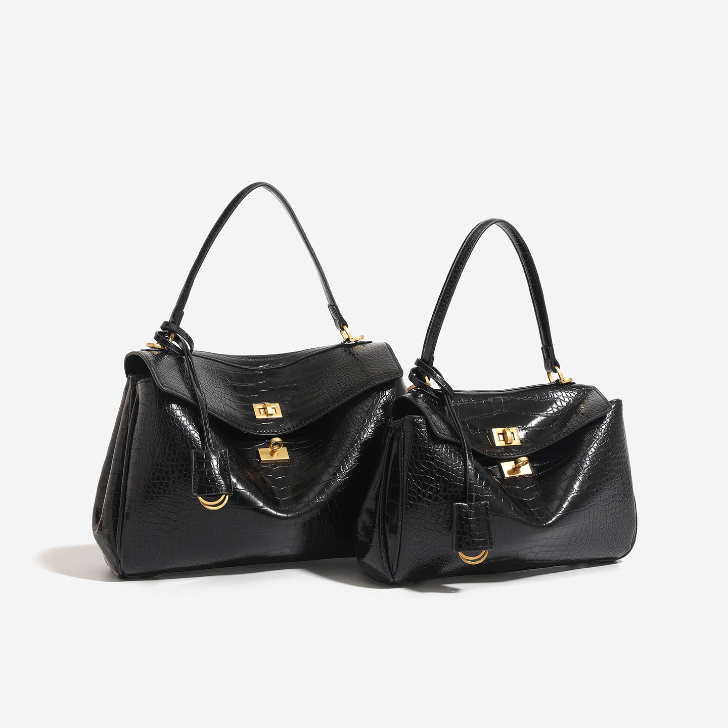 Women's Niche Idle Style Suede Crocodile Pattern Large Bags