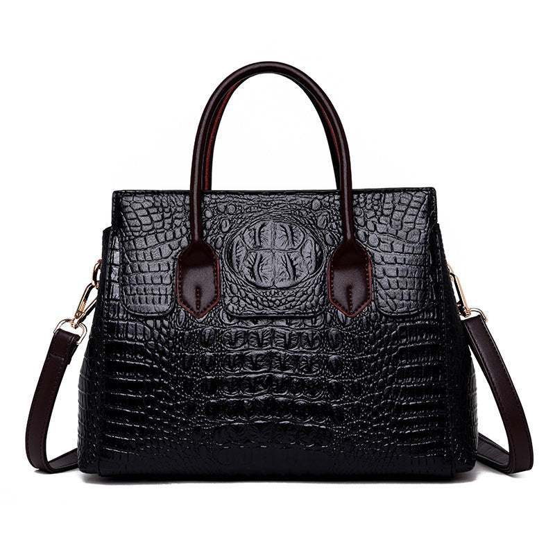 Women's Charming Trendy Crocodile Pattern Big Handbags