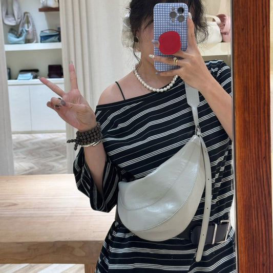 Women's Design Genuine Leather Dumpling Saddle Underarm High Sense Bags