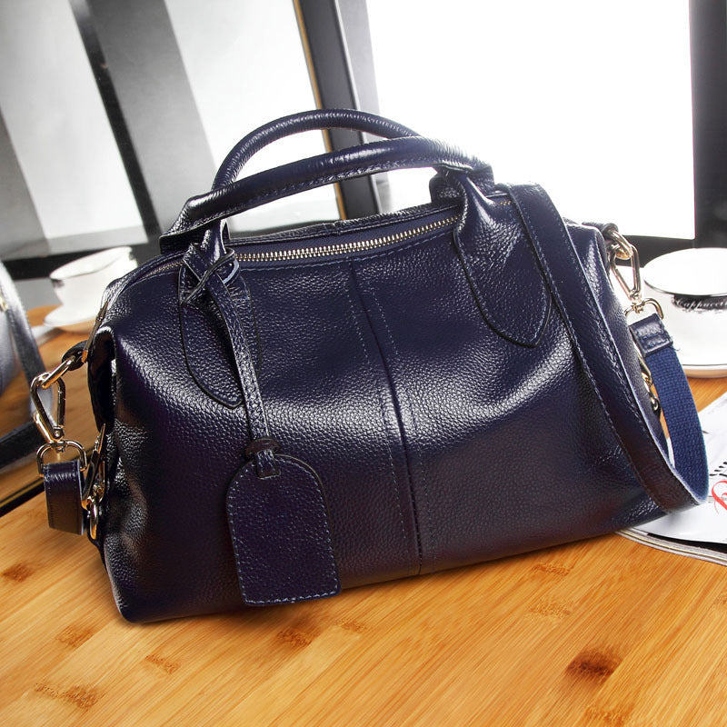 Women's Fashion Boston Genuine Leather Portable Large Bags