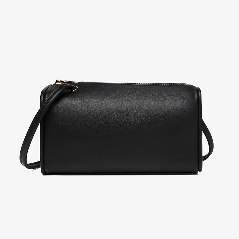 Women's Genuine Leather Simple Round Versatile Boston Shoulder Bags