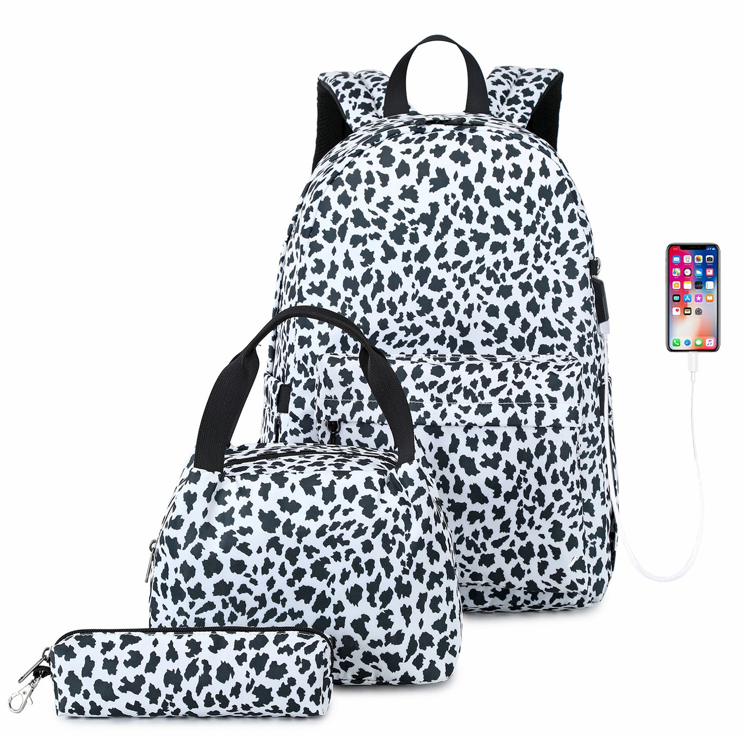 Slouchy Trendy Three-piece Canvas Printed Female Backpacks