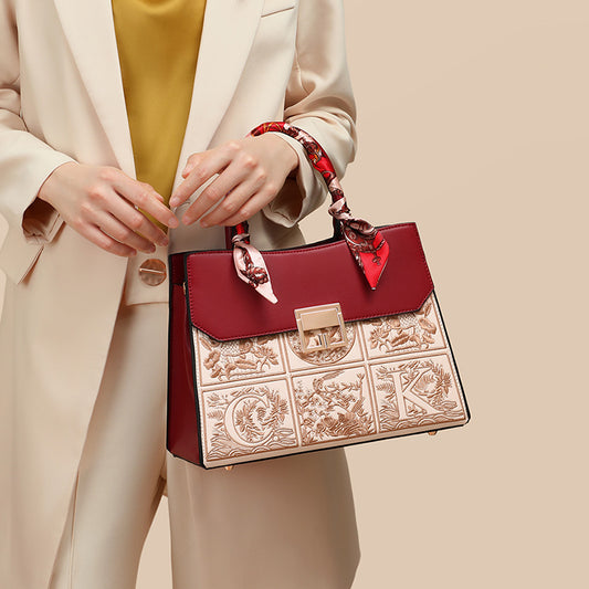 Women's Versatile Genuine Leather Mother High Sense Handbags