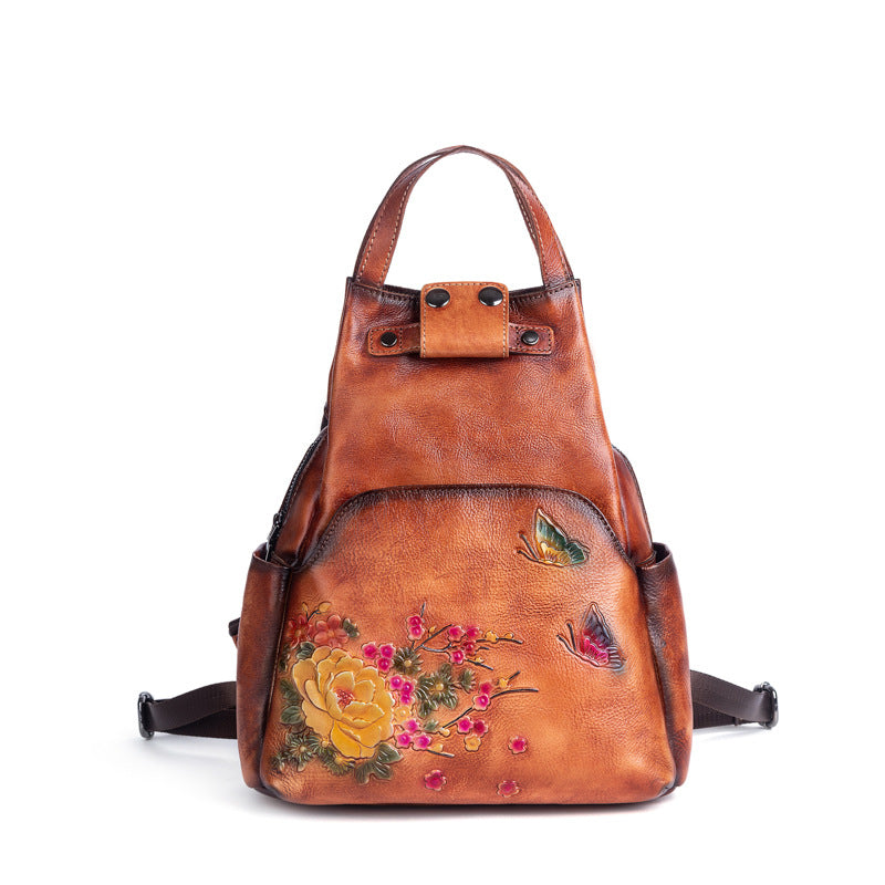 Women's Rub Colored First Layer Cowhide Chinese Backpacks