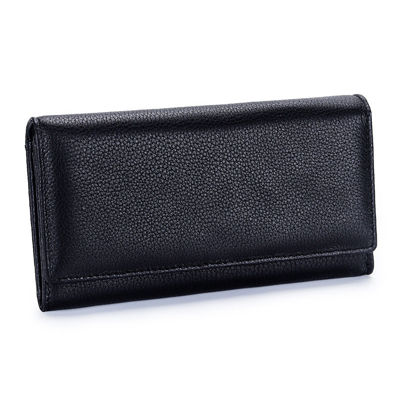 Women's Natural Fall Long Simple Genuine Leather Large Ladies Wallets