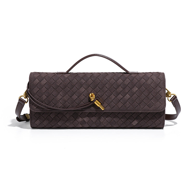 High-grade Hand-woven Dinner File Frosted Horizontal Crossbody Bags