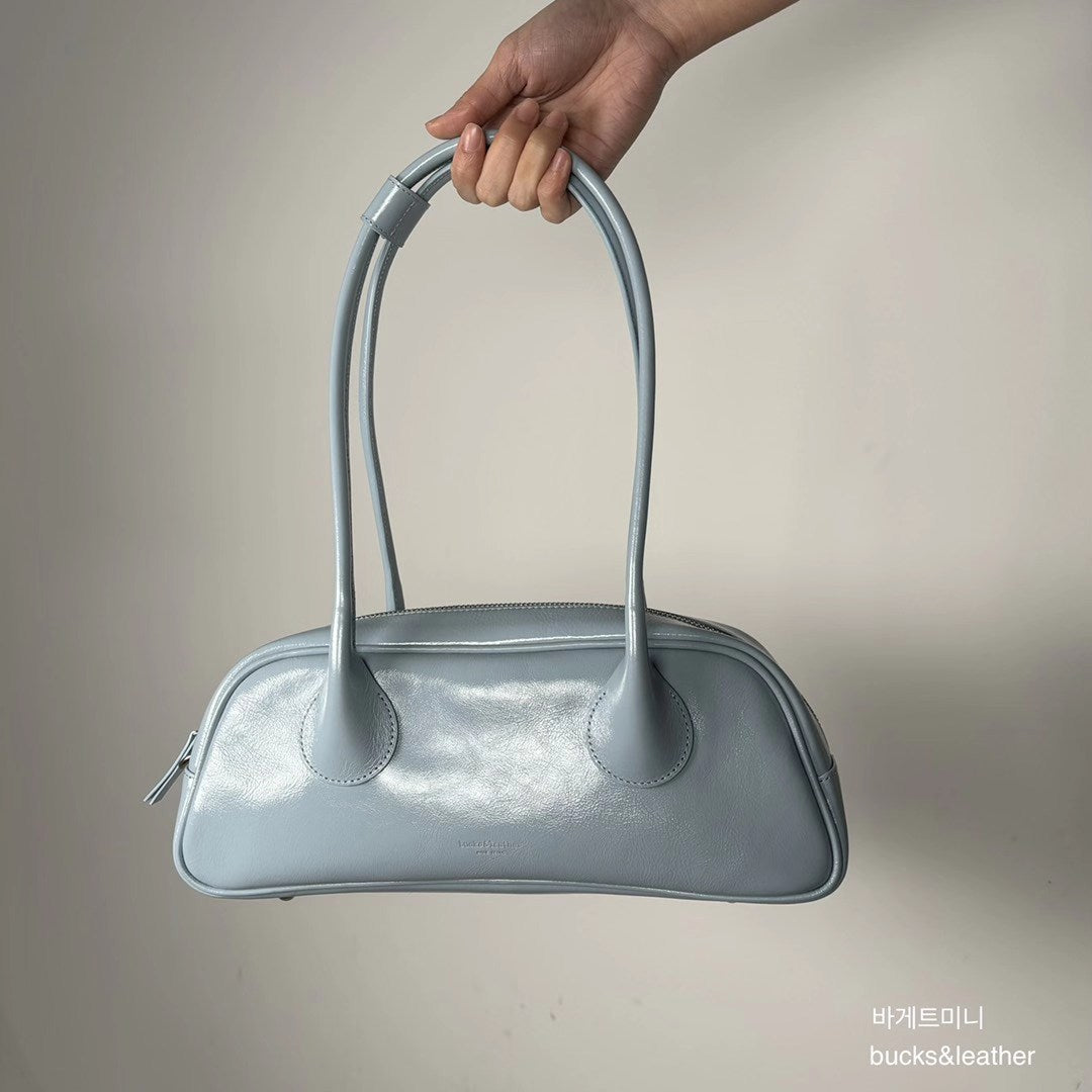 Cowhide Underarm Simple Double Strap French Shoulder Bags