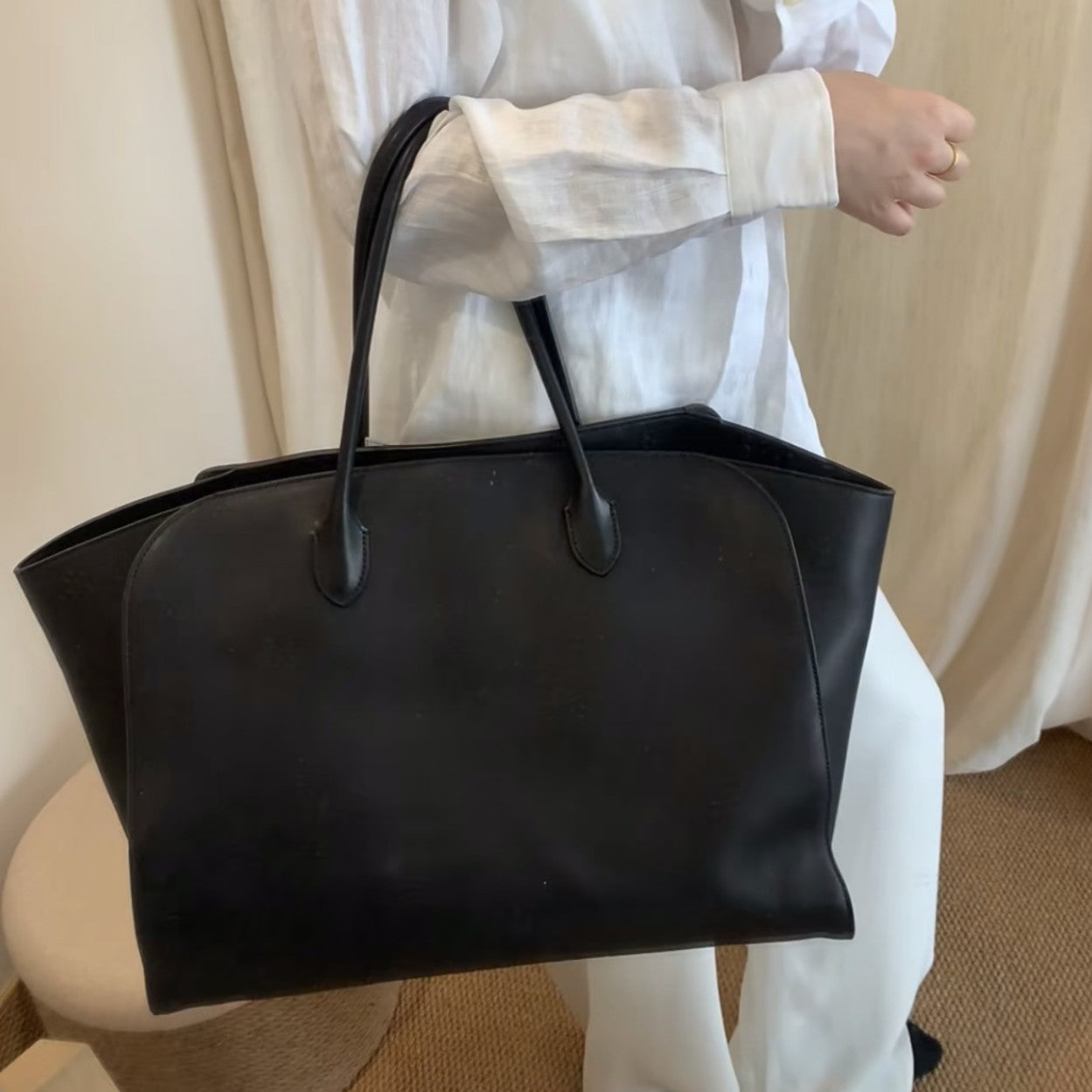 New Women's Shopping Big Cowhide Leather Shoulder Bags