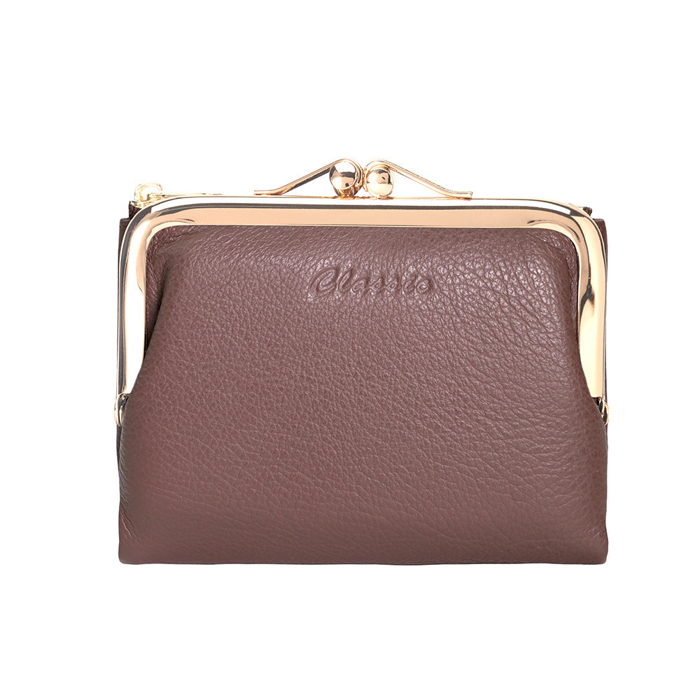 Women's Short Chic Genuine Leather Litchi Pattern Ladies Wallets