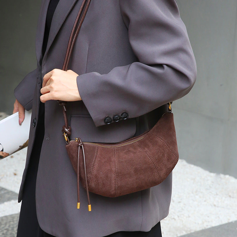 Women's Genuine Leather Vintage Matte Cowhide Dumpling Crossbody Bags