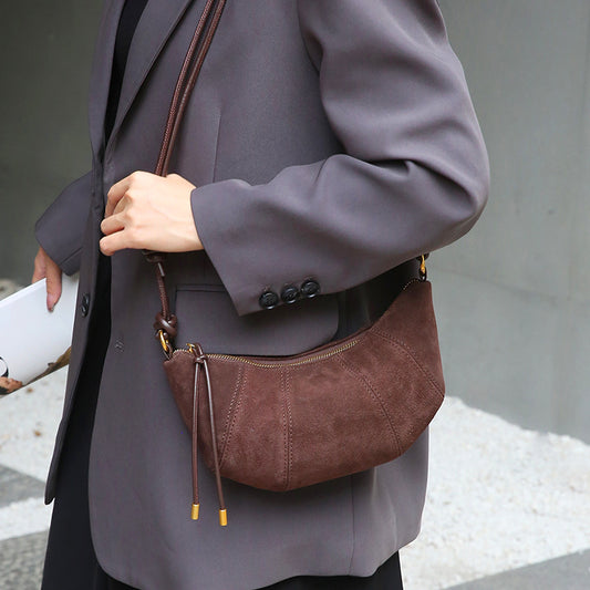 Women's Genuine Leather Vintage Matte Cowhide Dumpling Crossbody Bags