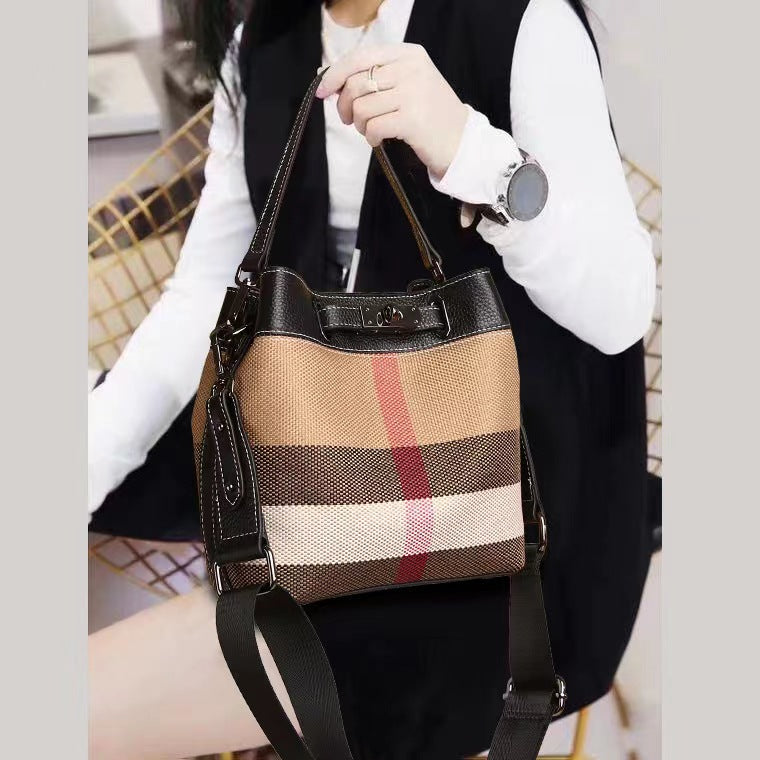 Women's Korean Style Plaid Portable Large Capacity Handbags