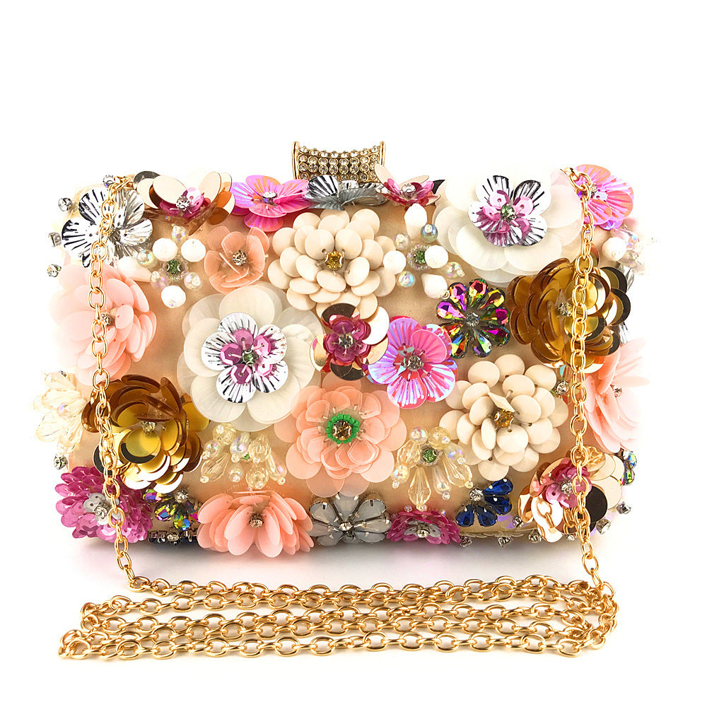 Dinner Female Colored Beads Flower Beaded Evening Bags