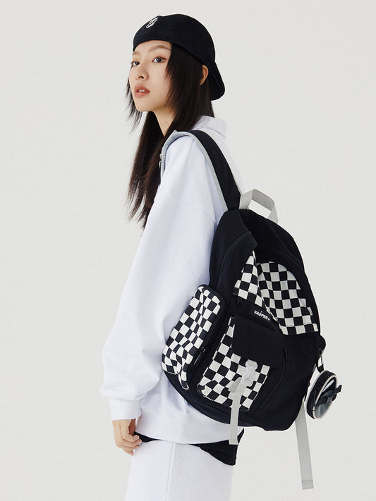 Women's & Men's Chessboard Plaid High College Leisure Large Backpacks