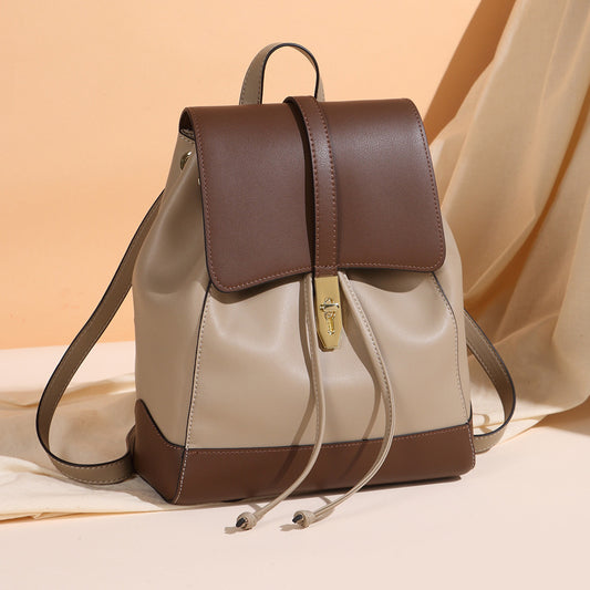 Women's Textured Female Lady Large Capacity Leather Backpacks