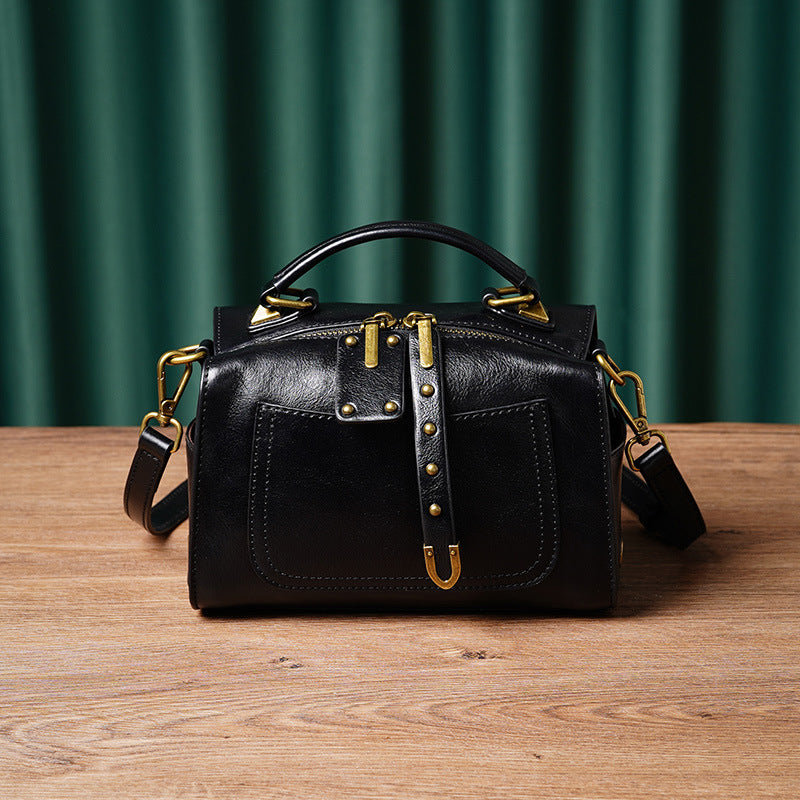 Women's Style Retro Boston Fashionable Leather Hand Shoulder Bags