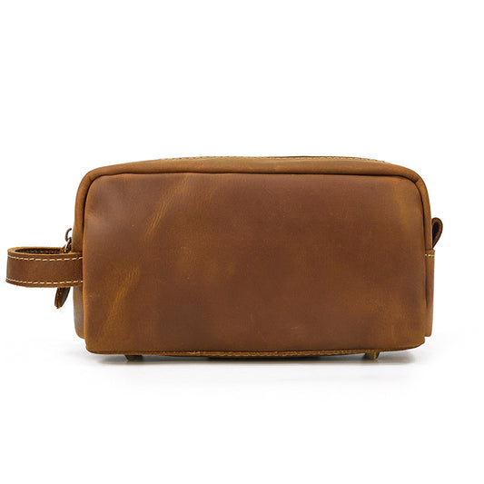 Men's Leather Clutch Retro Crazy Horse Neutral Wash Men's Handbags