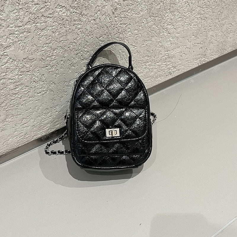 Women's Textured Western Style Summer Chain Rhombus Backpacks
