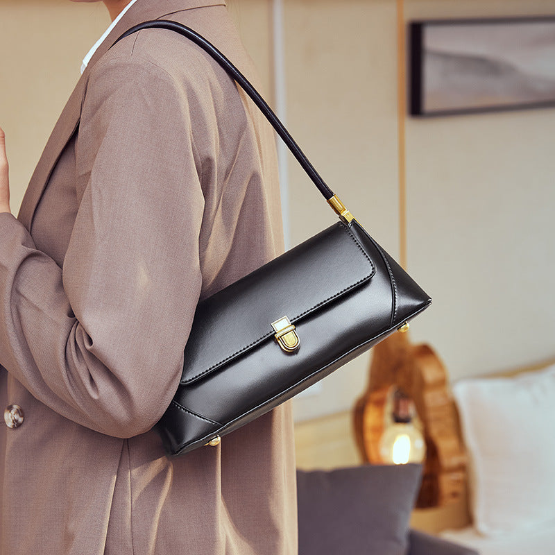 Fashion Elegant Autumn Underarm Genuine Leather Handbags