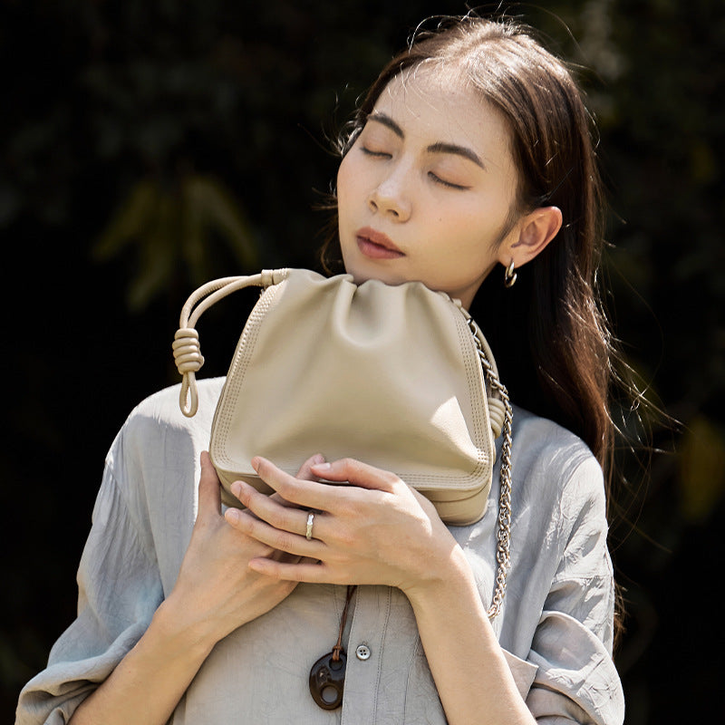 Women's Summer Niche Pleated Underarm High-grade Genuine Shoulder Bags