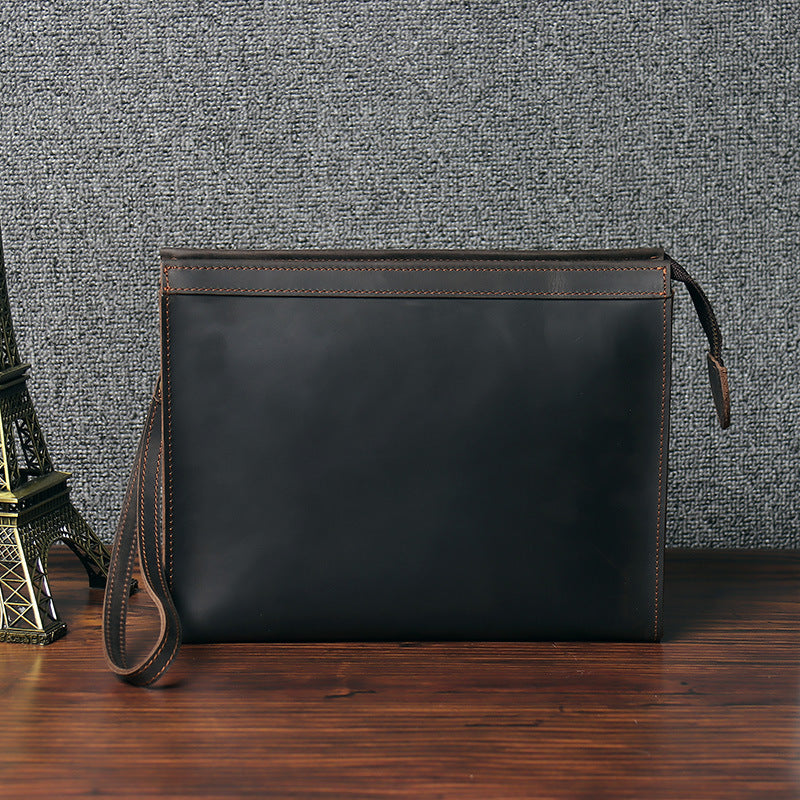 Men's Horse Leather Clutch Vintage File Envelope Men's Handbags