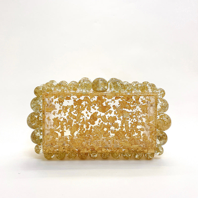 Women's Trendy Acrylic Cloud Glue Beads Clutch Evening Bags