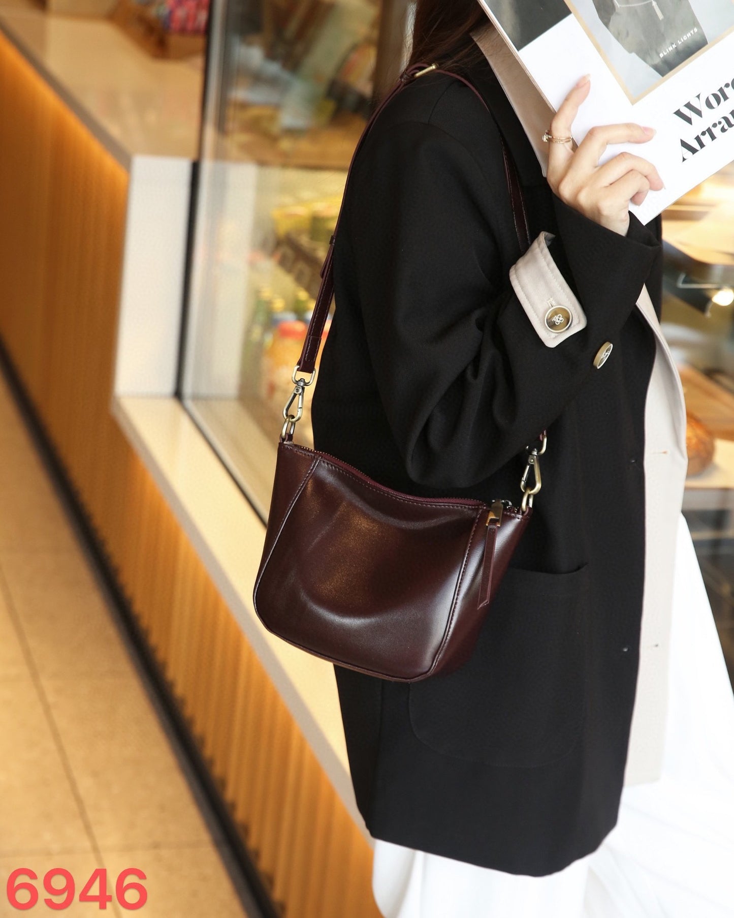 Women's Russian First Layer Cowhide High-grade Dumpling Shoulder Bags