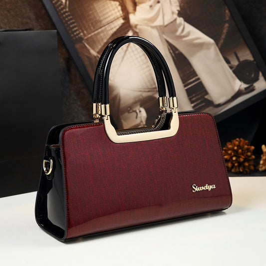 Women's Fashionable Simple Bright Leather Mother-in-law Shoulder Bags
