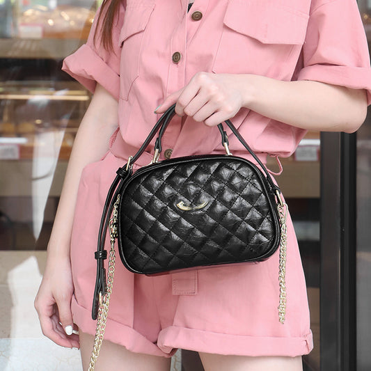 Women's Zipper Large Capacity Round Rhombus Chain Shoulder Bags