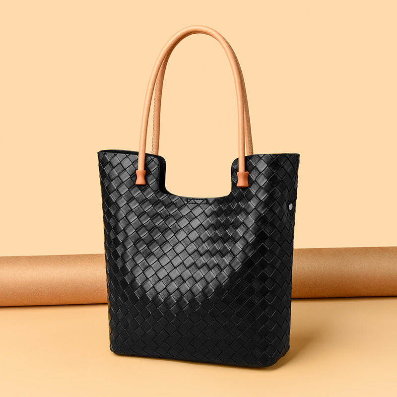 Women's Fashion Woven Large Capacity Simple Leather Crossbody Bags