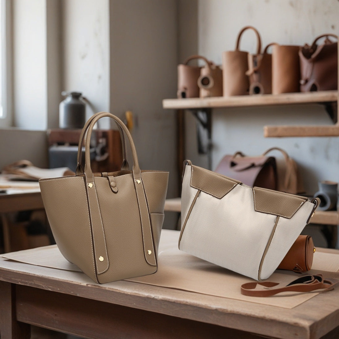 Women's Layer Cowhide High-grade Vegetable Basket Portable Genuine Handbags