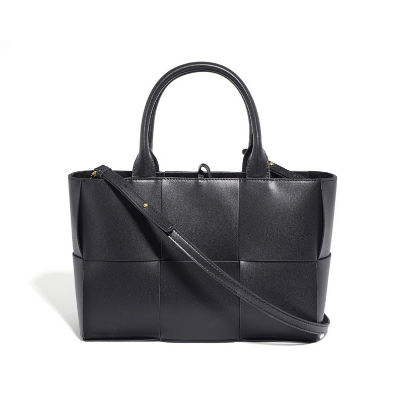 Authentic Leather Weave Cowhide Simple Mother Handbags