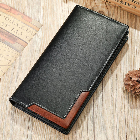 Men's Retro Leather Long Multiple Slots Cattlehide Men's Wallets