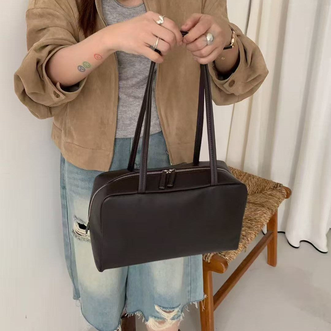 Women's Large Capacity Boston Simple Underarm Genuine Shoulder Bags