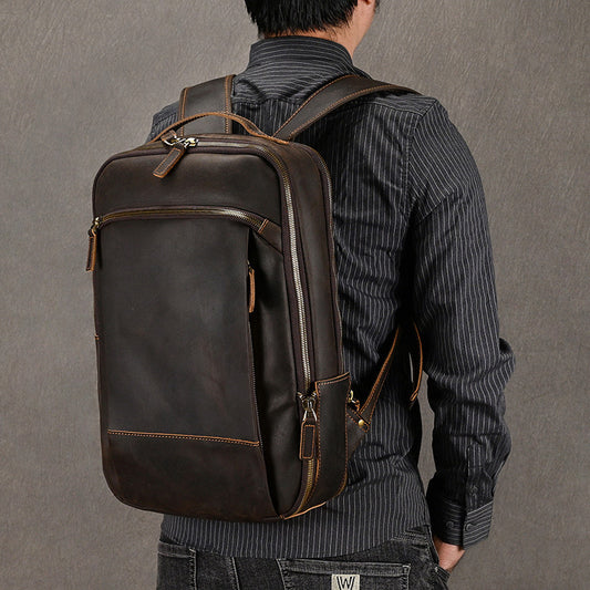 Main Genuine Leather Large Capacity Crazy Backpacks