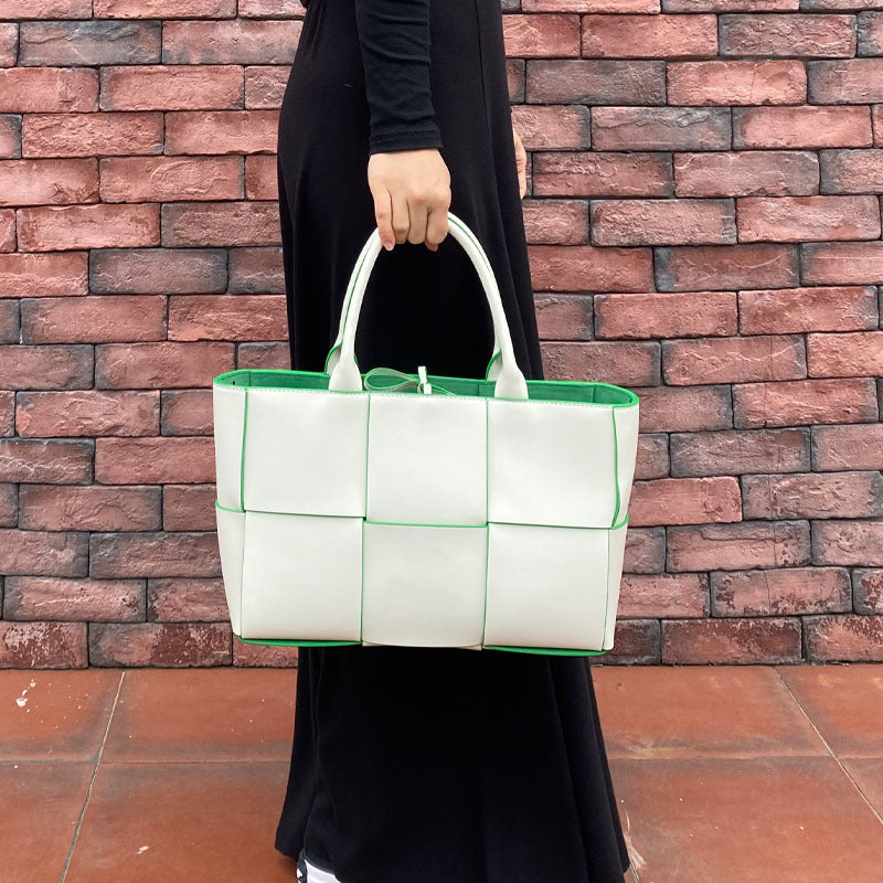 Cowhide Woven Genuine Leather Fashion Simple Tote Bags