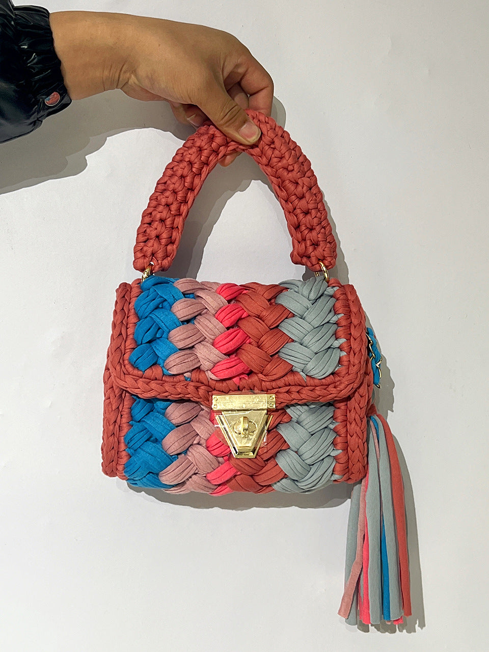Women's Creative Hand-woven Hook Knitted Tassel Crossbody Bags