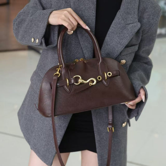 Women's High Sense Vintage Shell Wild Genuine Handbags