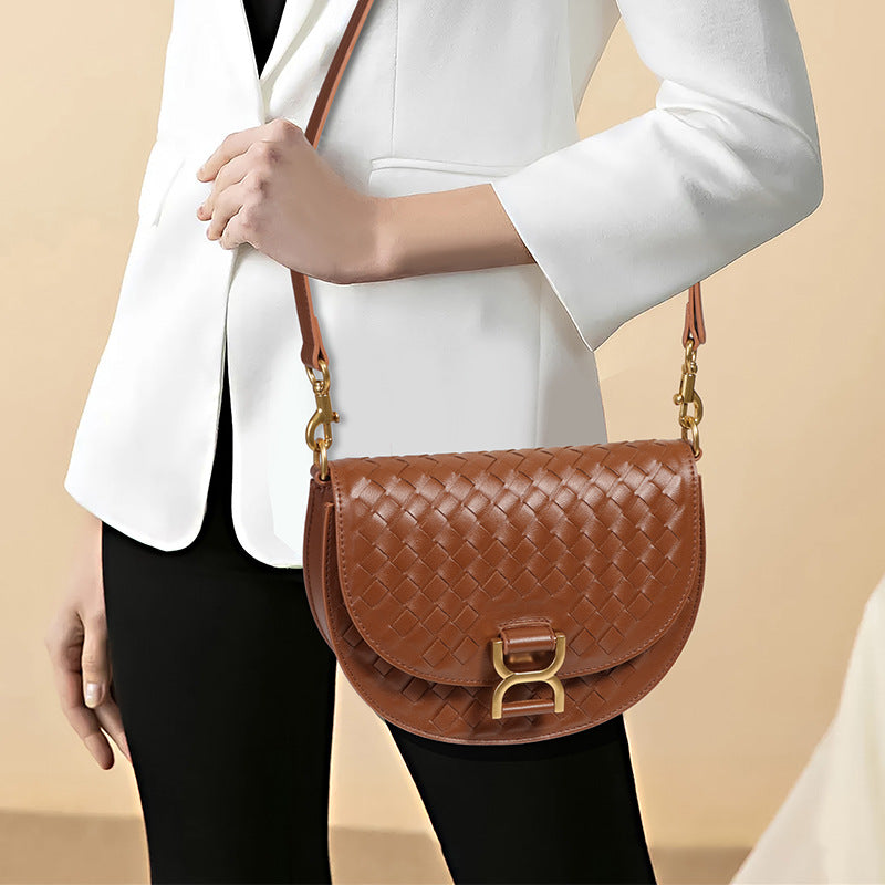 Women's Fashion Woven Saddle Design Versatile High Quality Handbags