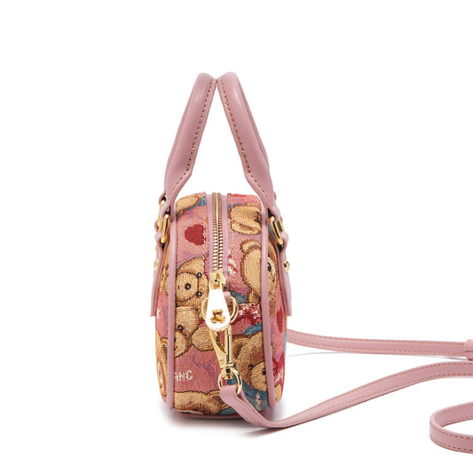 Women's Bear Attachment Portable Fashion Bowling Cute Crossbody Bags