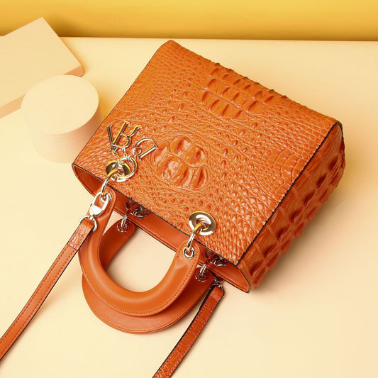 Women's Crocodile Fishbone Pattern Diana Classic Fashion Handbags