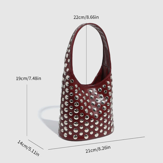 Women's Cool Personality Dot Rivet Underarm Portable Shoulder Bags