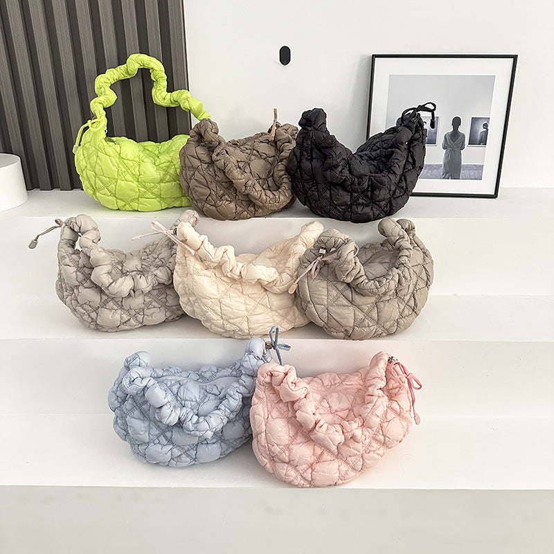 Minority Cloud Pleated Large Capacity Embroidery Thread Shoulder Bags