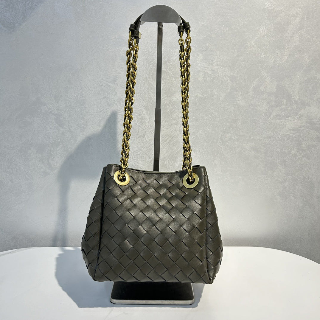 Women's Parachute Handmade Genuine Leather Woven Shoulder Bags