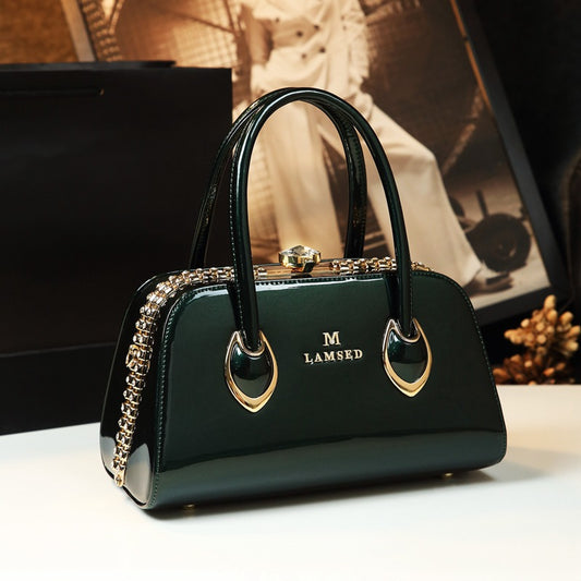 Women's Patent Leather Shiny Fashion Mom Personality Shoulder Bags