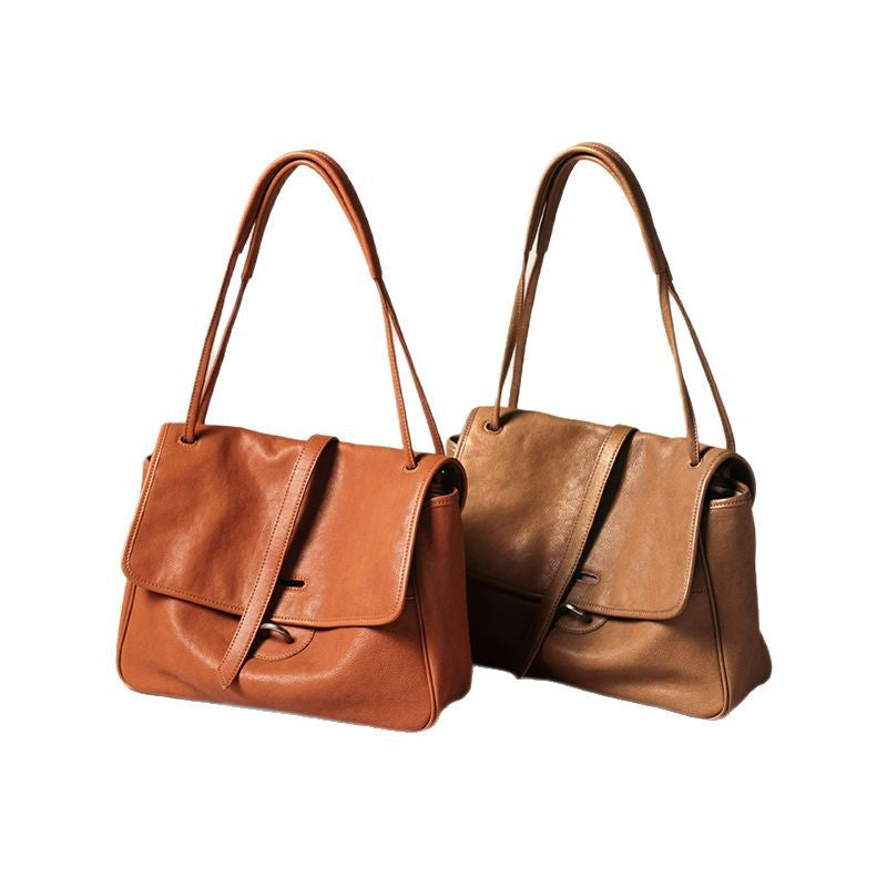 Women's Tanning Leather Niche Retro Commuter Shoulder Bags