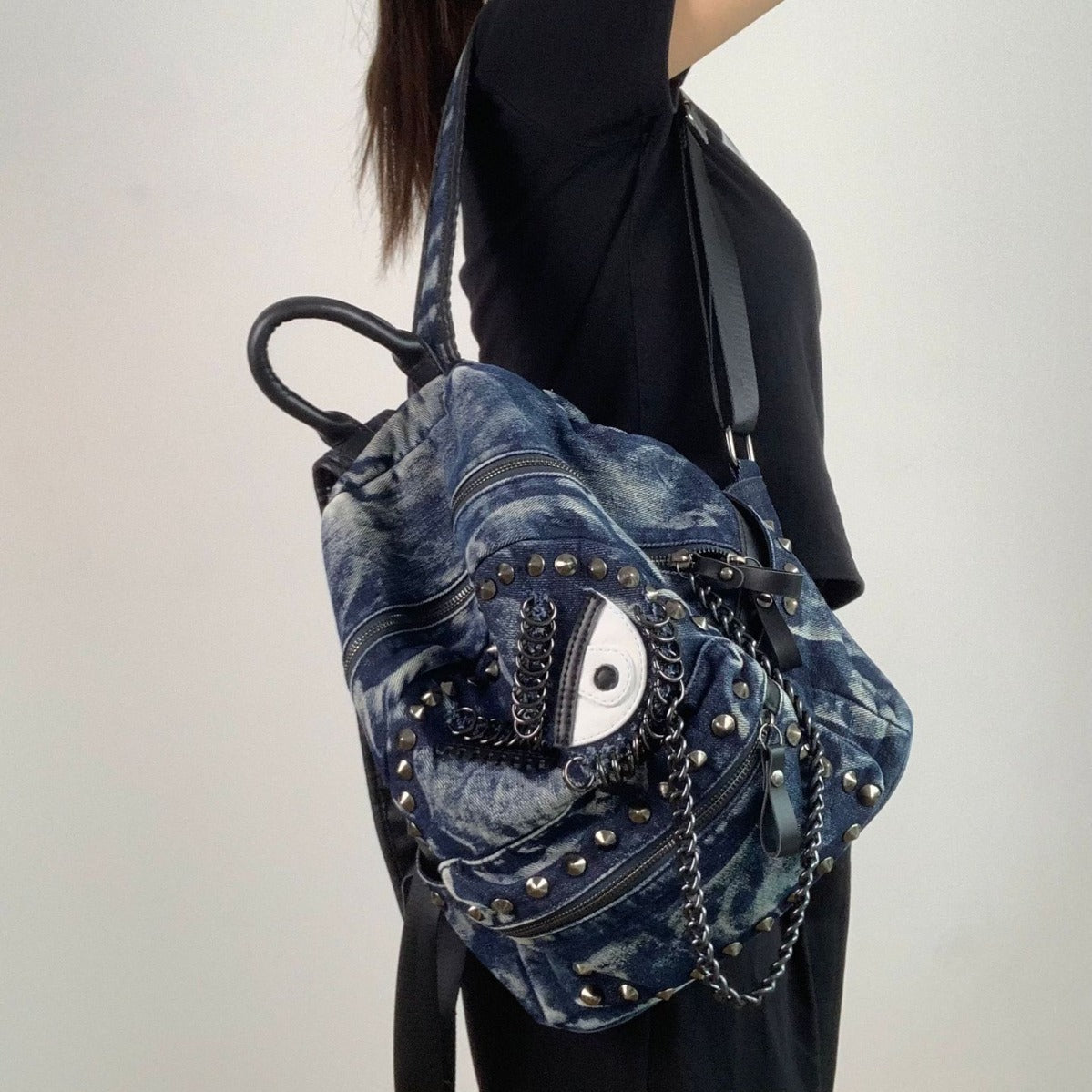 Women's Eye Rivet Chain Versatile Personalized Trendy Backpacks