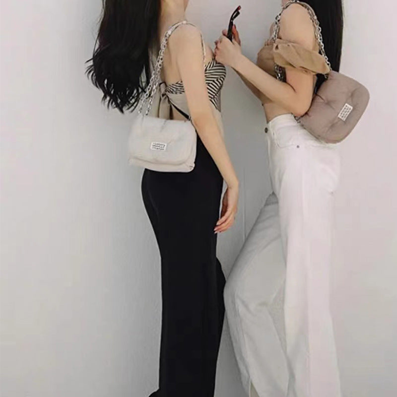 Women's Autumn Fat Sponge Chain Pillow Down Crossbody Bags